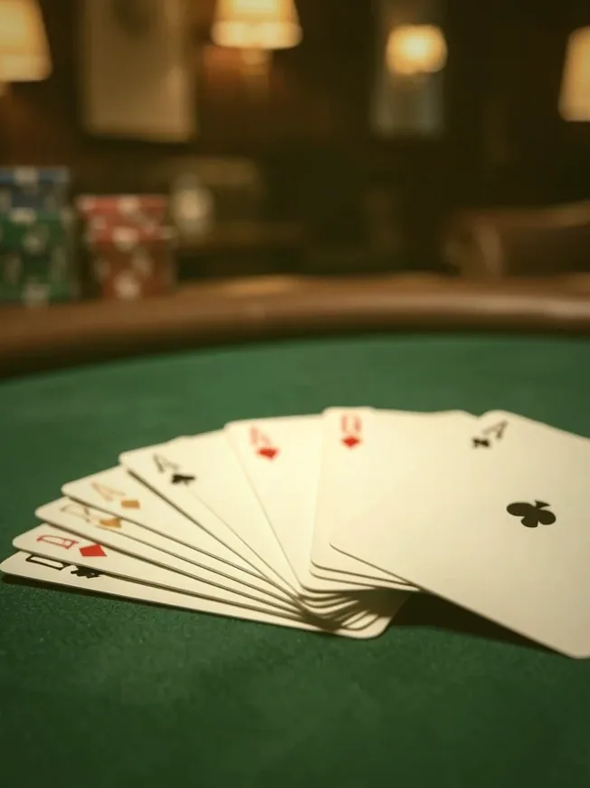 House chips counted out onto the felt